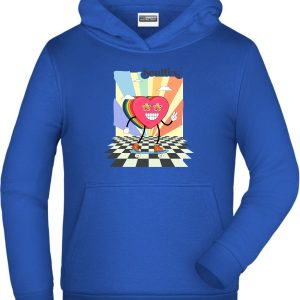 Soultex Hoodie Kapuzenpullover für Kinder Farbe Royalblau Königsblau mit Aufdruck Disco Herz funky groovy