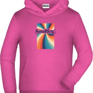 Soultex Hoodie Kapuzenpullover für Kinder Farbe Pink mit Aufdruck Wirbel Strudel Hochformat funky groovy