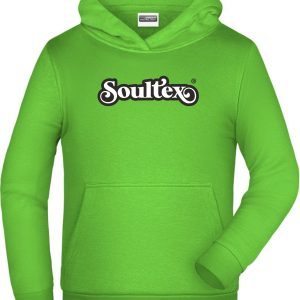 Soultex Hoodie Kapuzenpullover für Kinder Farbe Lime Grün mit Logoaufdruck schwarz-weiß