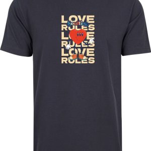 Soultex T-Shirt Shirt Jersey für Erwachsene Farbe Marineblau Navy mit Aufdruck Love Rules funky groovy
