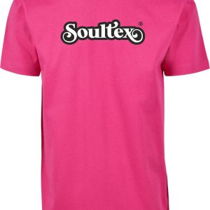 Soultex T-Shirt Shirt Jersey für Erwachsene Farbe Pink mit Logoaufdruck Schwarz-Weiß funky groovy