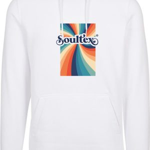 Soultex Hoodie Kapuzenpullover für Erwachsene Farbe Weiß mit Aufdruck Wirbel Strudel Hochformat funky groovy
